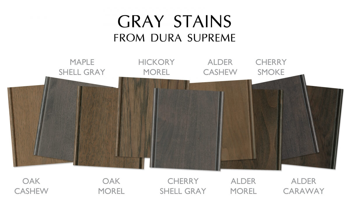 Gray stain colors for kitchen and bath cabinets from Dura Supreme Cabinetry.