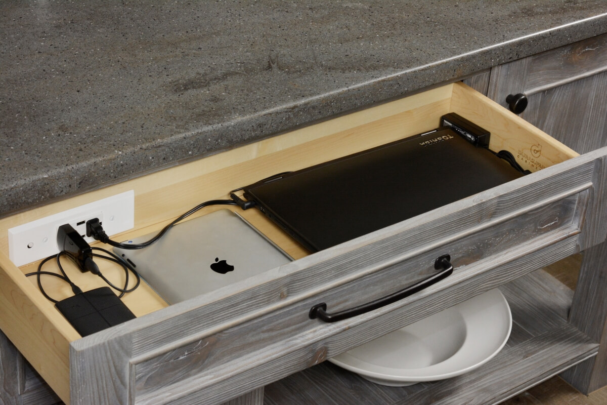 Dura Supreme Charging Drawer with Power and USB ports in Weathered finish