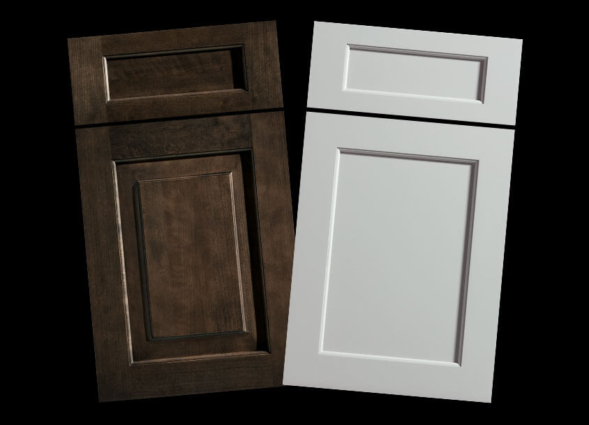 Dura Supreme's Carson door style (left)  and Carson V-Groove door style (right)