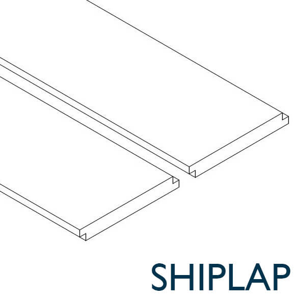 A line drawing showing the locking grooves of shiplap panels from Dura Supreme Cabinetry.