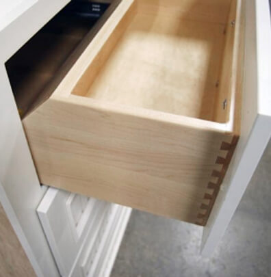 Notice how the drawer box is also customized along with the Dura Supreme Cabinetry.