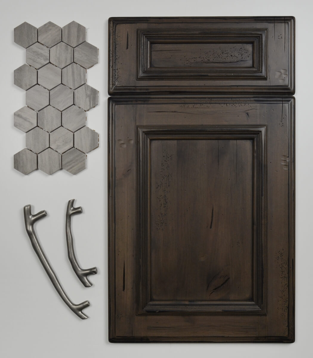A Mountain Resort inspired design featuring Dura Supreme's St. Augustine Panel door style in the Heavy Heirloom