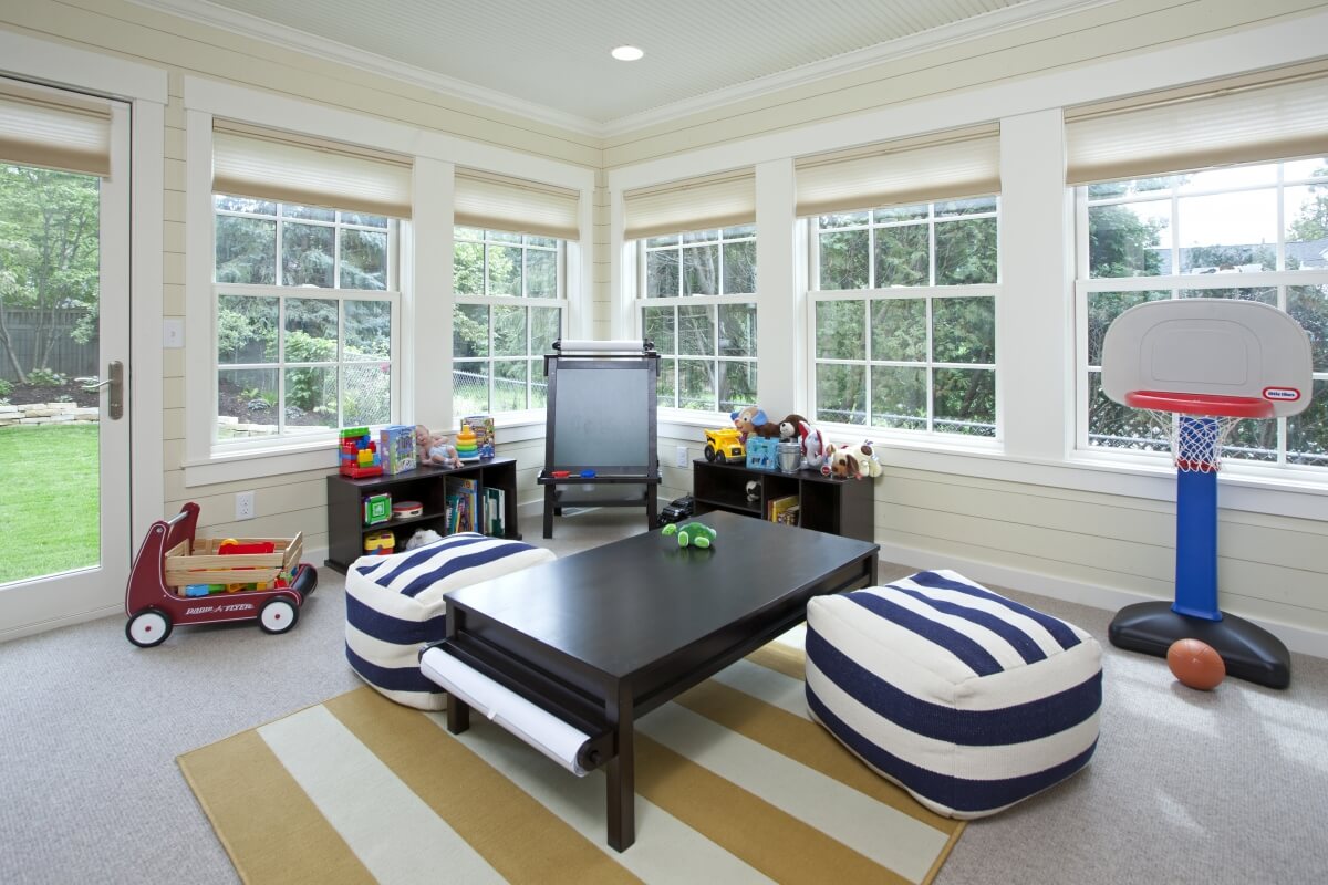 The new playroom addition. Home Remodel Stories Adding on to a 1940s home and giving it a fresh new makeover.