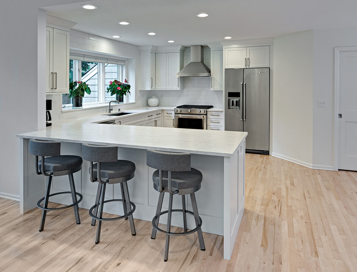 kitchen islands in u shapes against wall