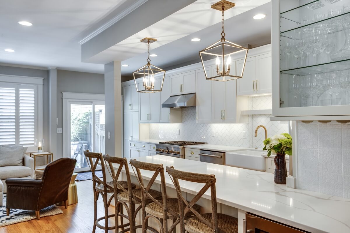 An example of a Single-Wall Kitchen layout designed by Bath Plus Kitchen in Alexandria, VA.