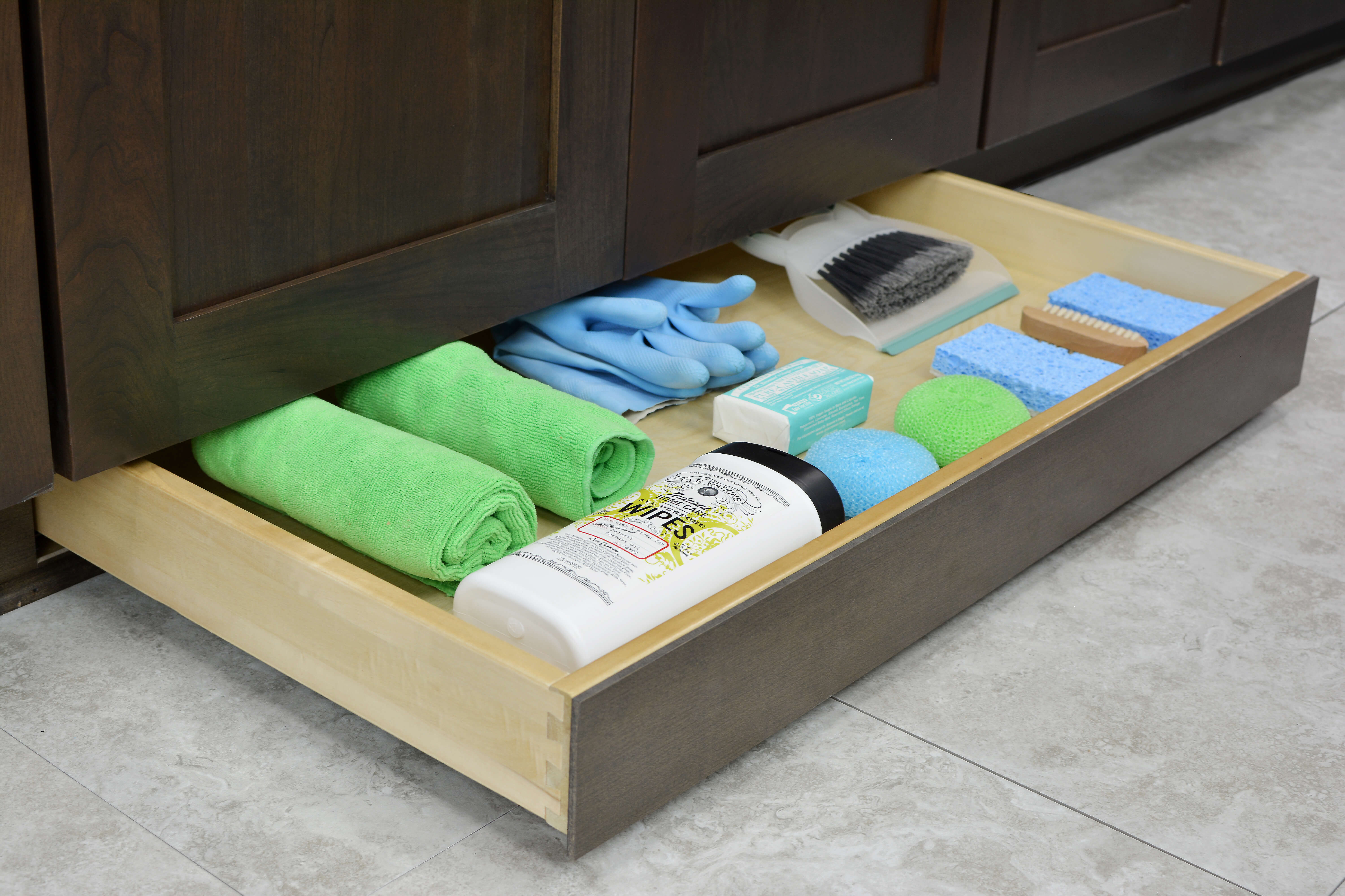 Toe Space Drawer - Misc. Cleaning Supply Storage - Dura Supreme Cabinetry