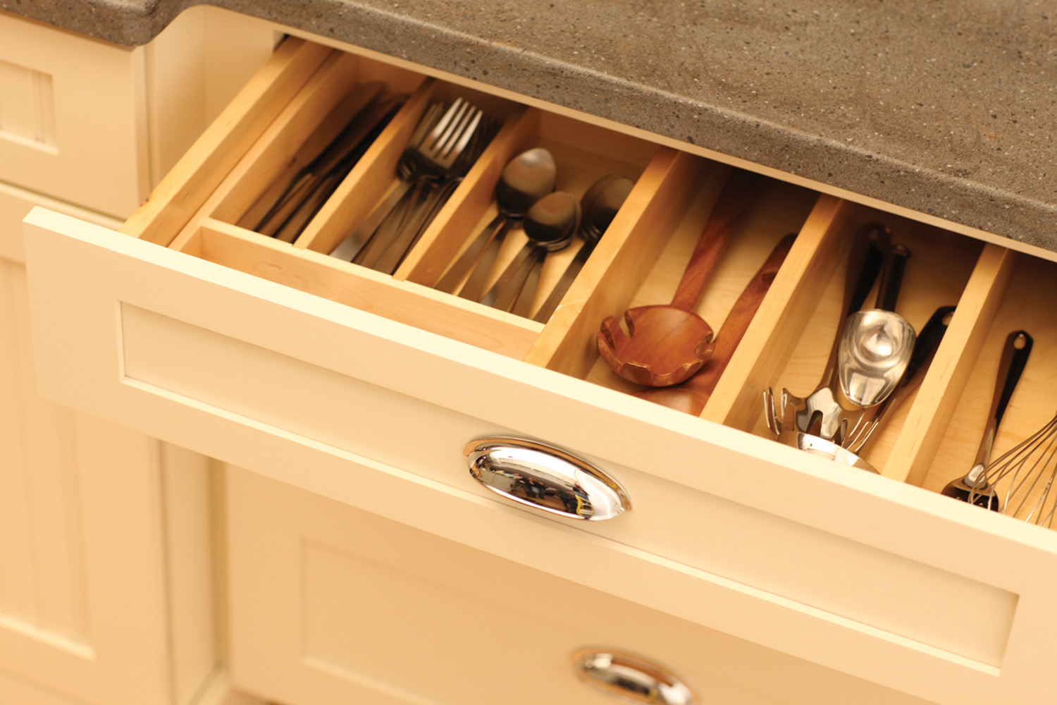 Cutlery Tray and Partitioned Storage Drawer