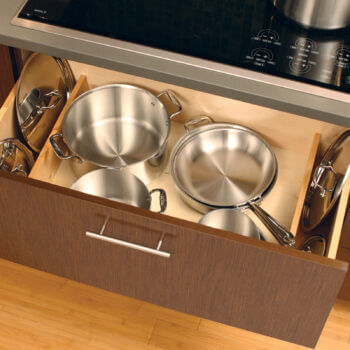 Deep Drawer Organizer for Stainless Steel Drawers With Pots and Pans - Dura  Supreme Cabinetry