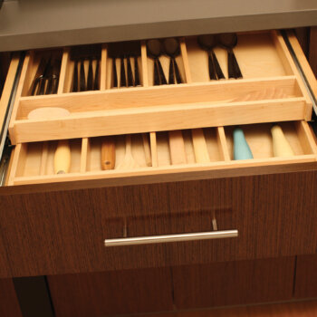 Shallow Roll-Out Above Drawer - Lid Storage - Dura Supreme Cabinetry