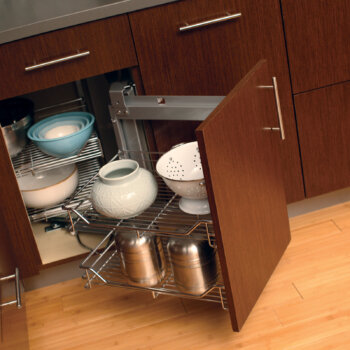 Dura Supreme Swing-out basket storage for corner cabinets.