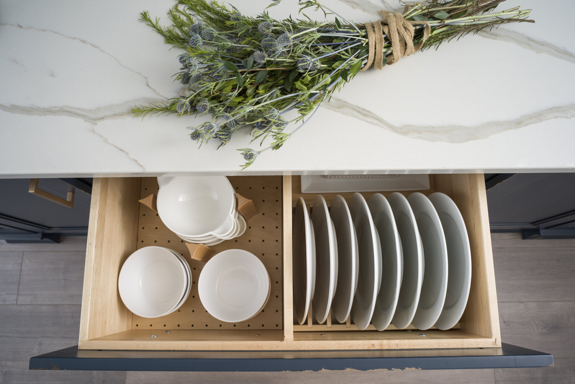 Plate Rack and Dish Storage Drawer Combo