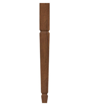 A four sided tapered turned post leg with simple and classic detailing that works great in transitional, casual, modern farmhouse, and traditional styles.