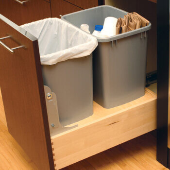 A Full Door Base Recycling cabinet is a great way to keep your kitchen waste and/or recycling tucked away, yet easy to access.