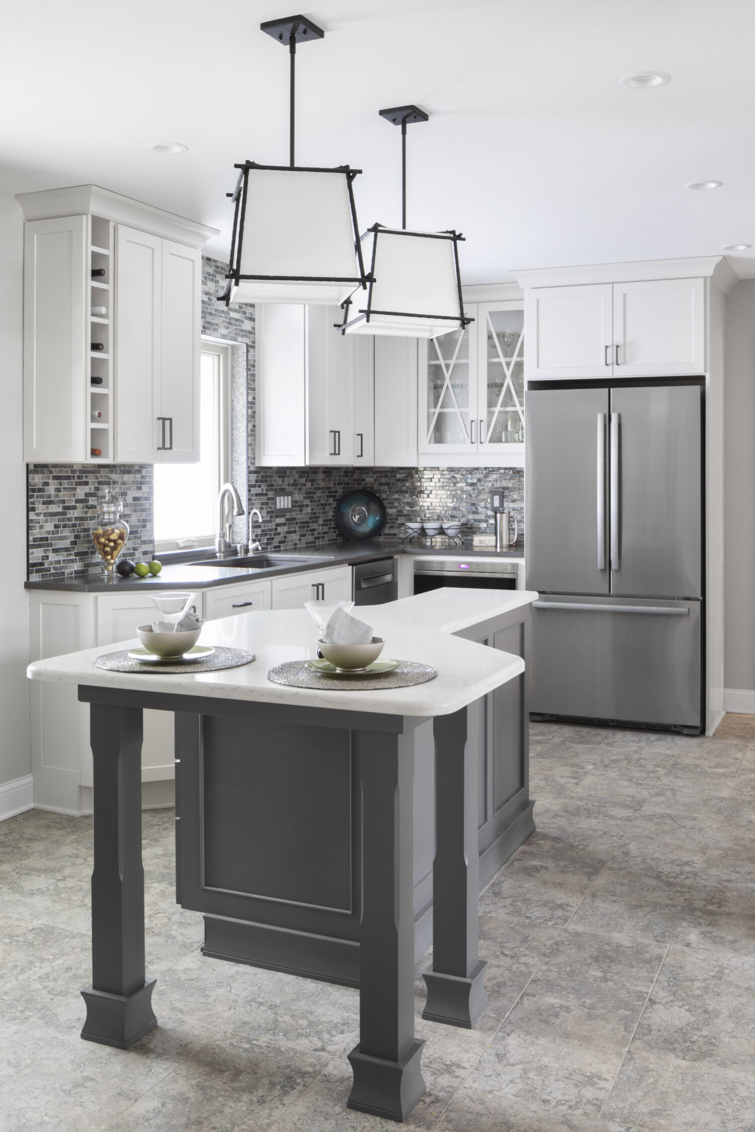 Grayscale Kitchen With Surprising Twists and Turns - Dura Supreme Cabinetry