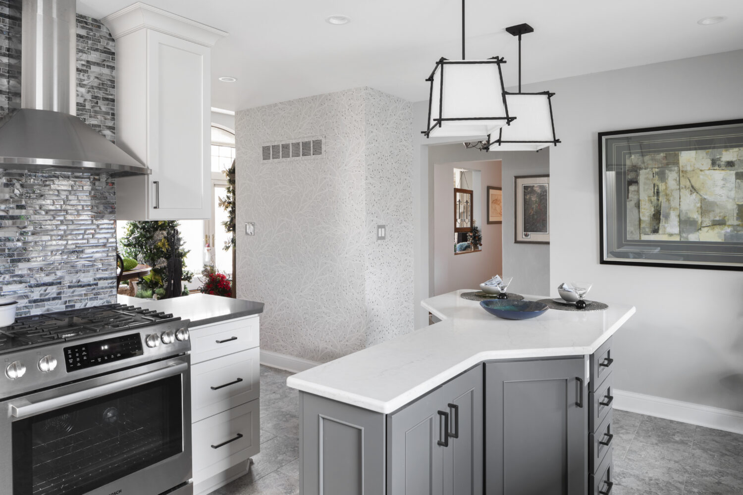 Grayscale Kitchen With Surprising Twists and Turns - Dura Supreme Cabinetry