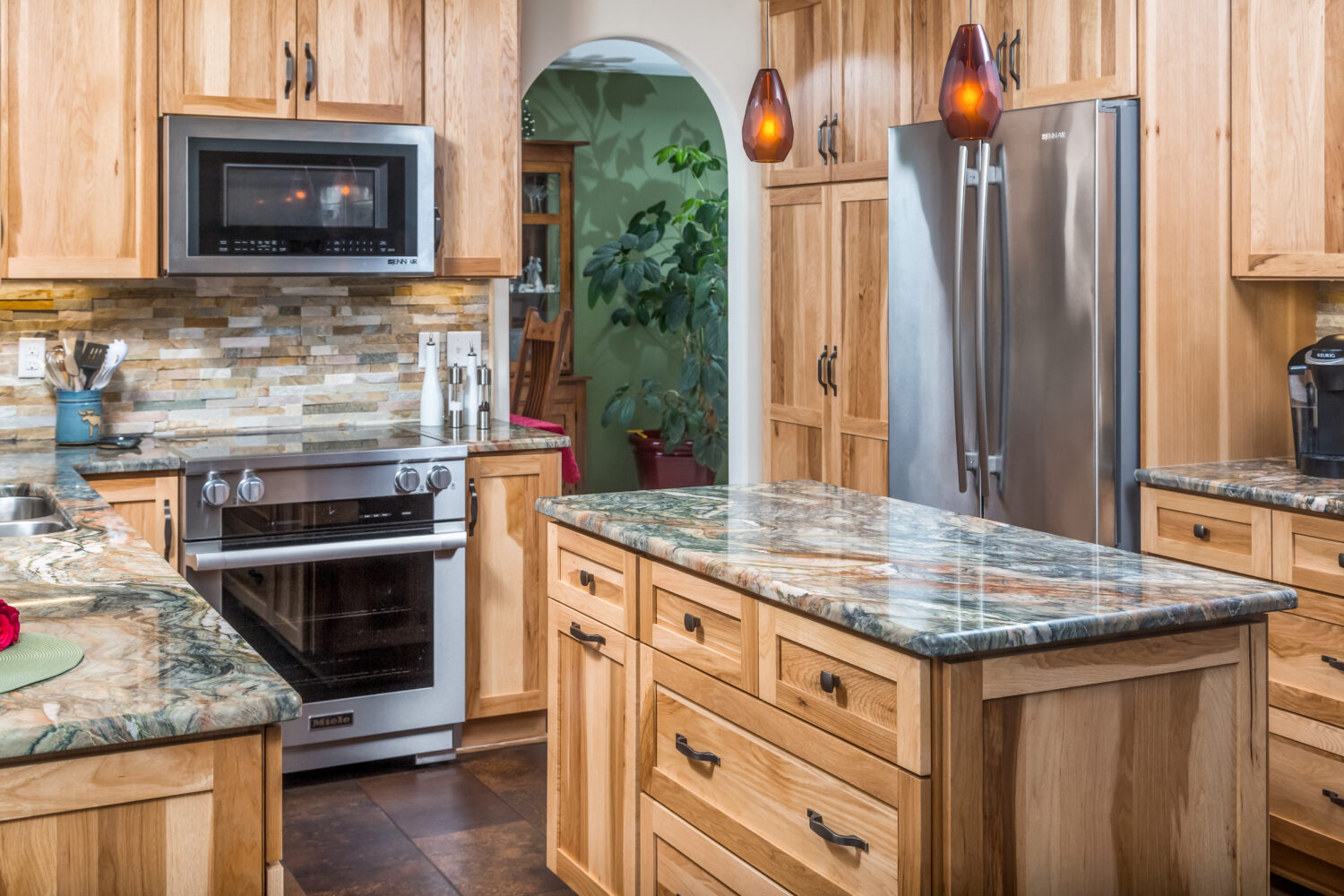 Cabin Inspired Natural Hickory Kitchen Cabinets Dura Supreme Cabinetry