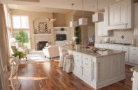 A luxury kitchen with traitional styled cabinets using standard overlay door construction for a classic look.