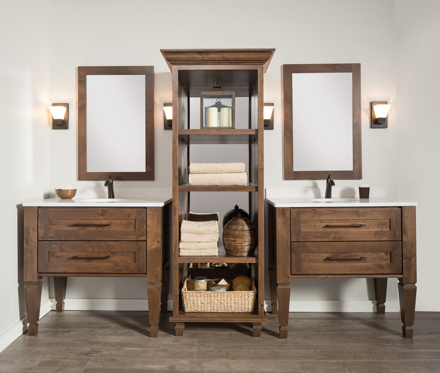 A beautiful collection of customized bathroom furniture from Dura Supreme.