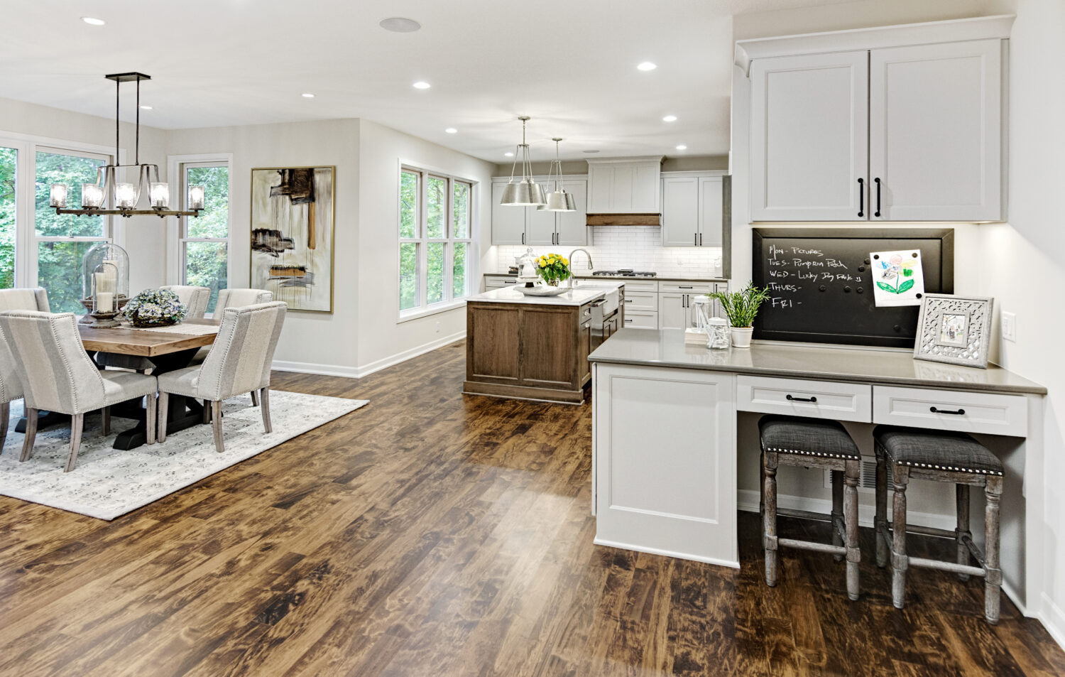 A small home office in the kitchen.