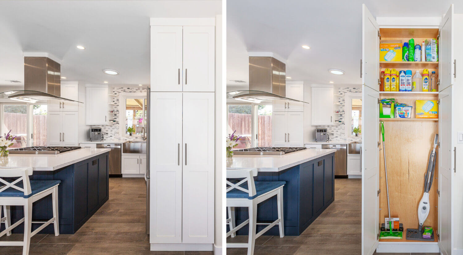 White and Blue Kitchen With a Splash of Modern - Dura Supreme Cabinetry