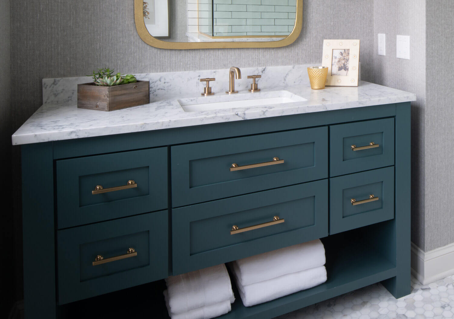 Blue Bathroom Vanity Hex Tile
