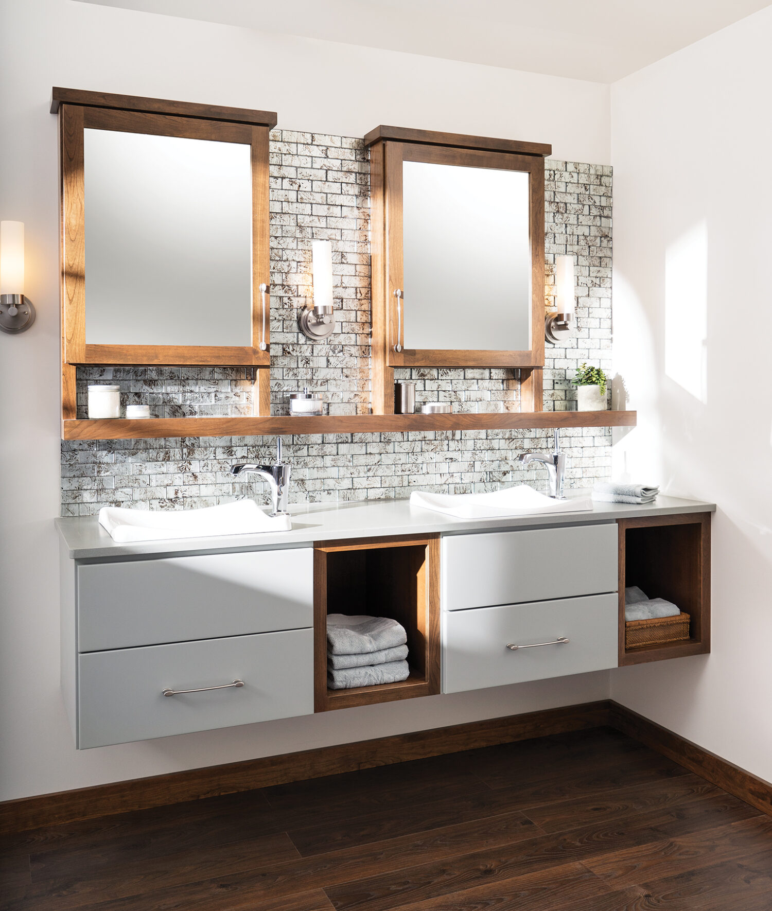 Bathroom That Defines The Future of Floating Wall-Hung Vanities - Dura  Supreme Cabinetry