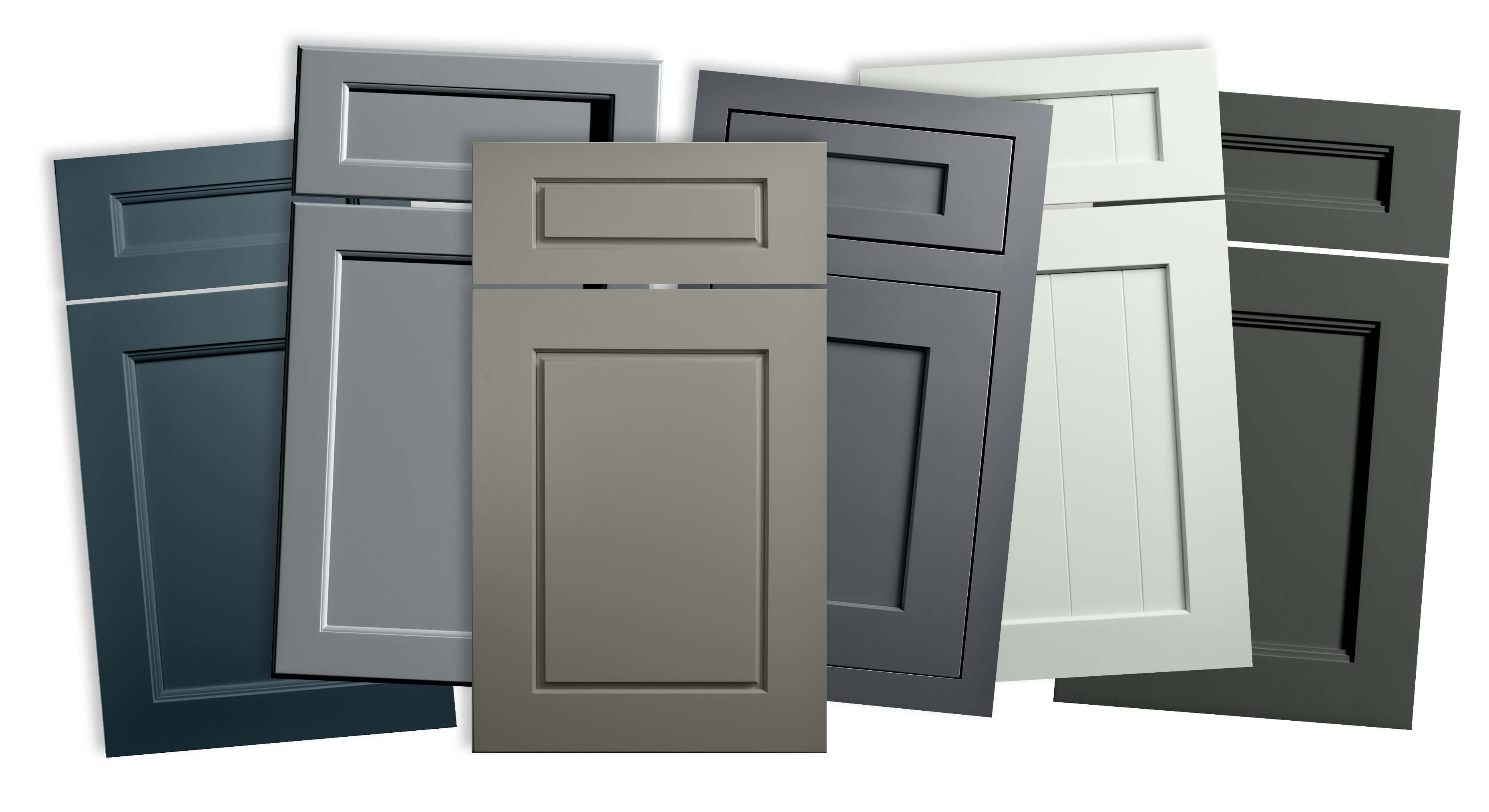 A selection of several different custom paint colors using Dura Supreme Cabinetry's custom paint program called the 