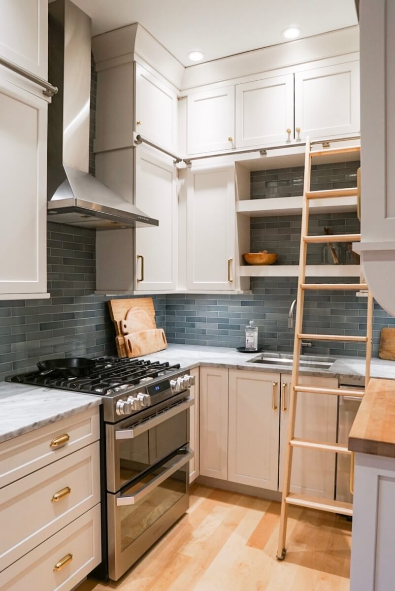 Adding the additional wall cabinets to the ceiling almost doubled the storage.