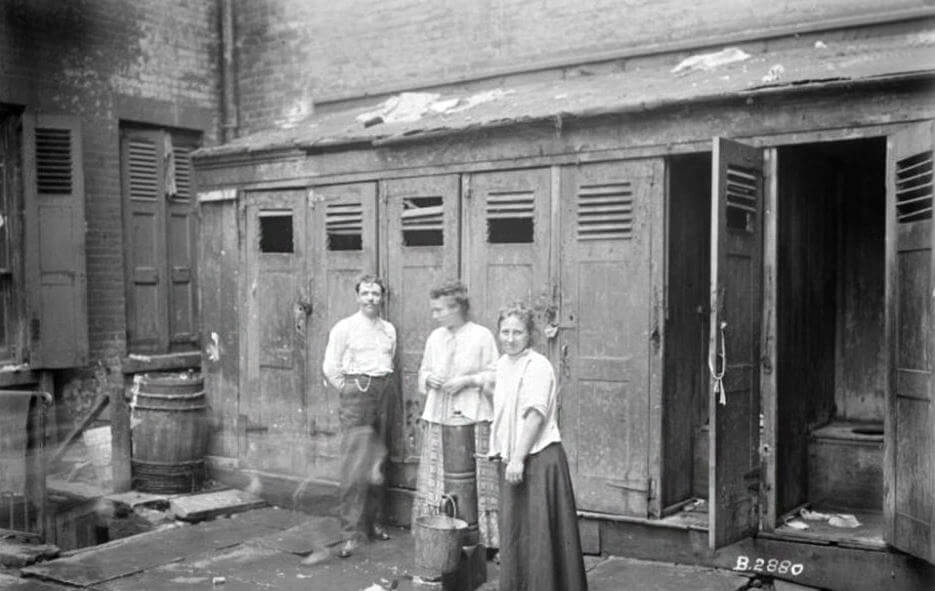 How Pandemics Have Shaped Design and What We Can Expect Post-COVID19. Outdoor water pump and toilets in NYC in the 1800's, Photo credit: New York Public Library