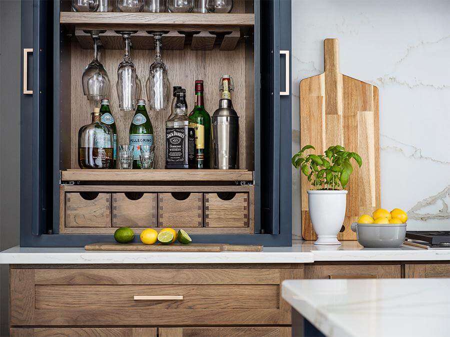 Beverage Center Larder used for home bar stroage.