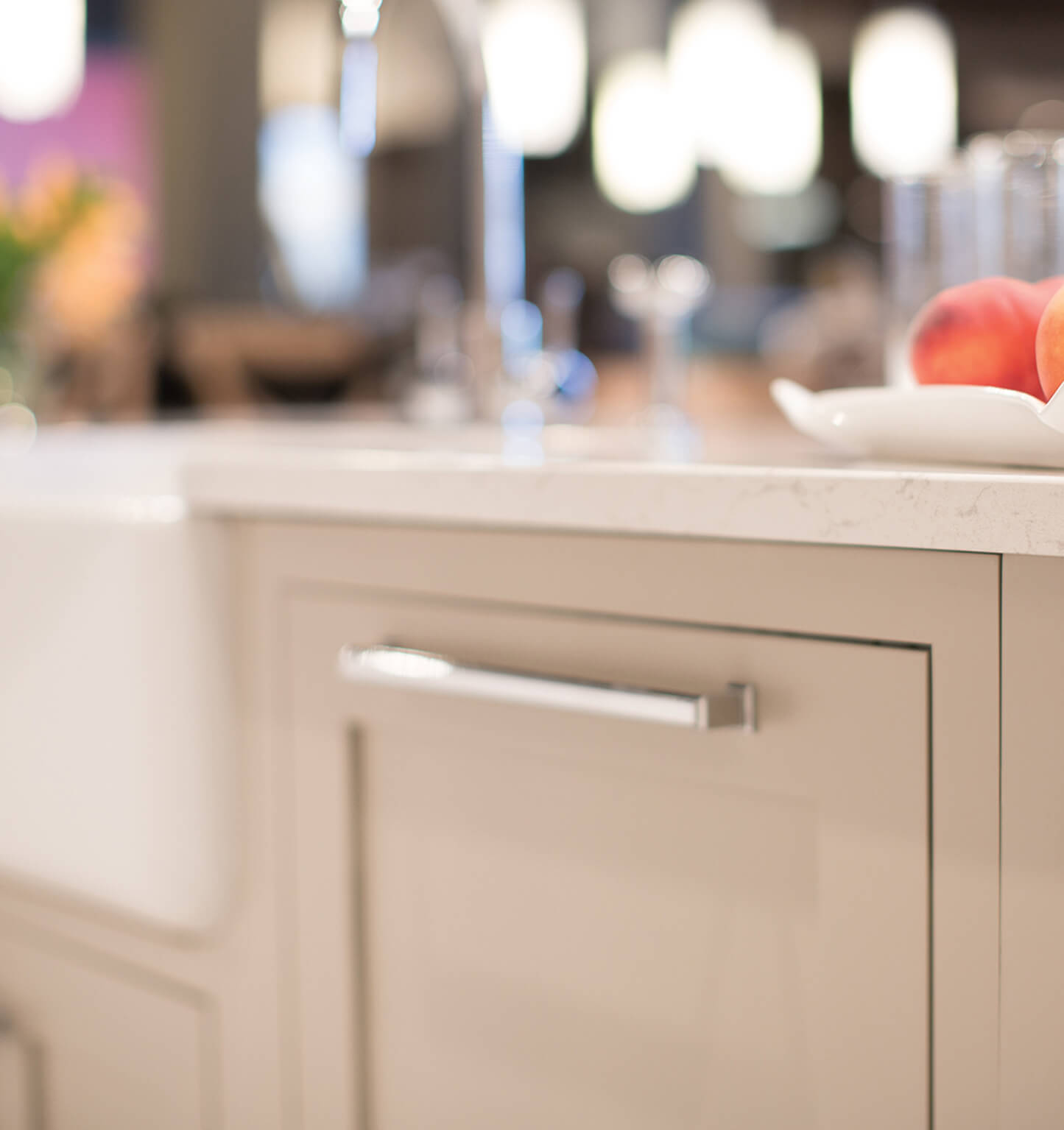 A dishwasher is hidden with a Dura Supreme cabinet appliance panel from Dura Supreme Cabinetry.