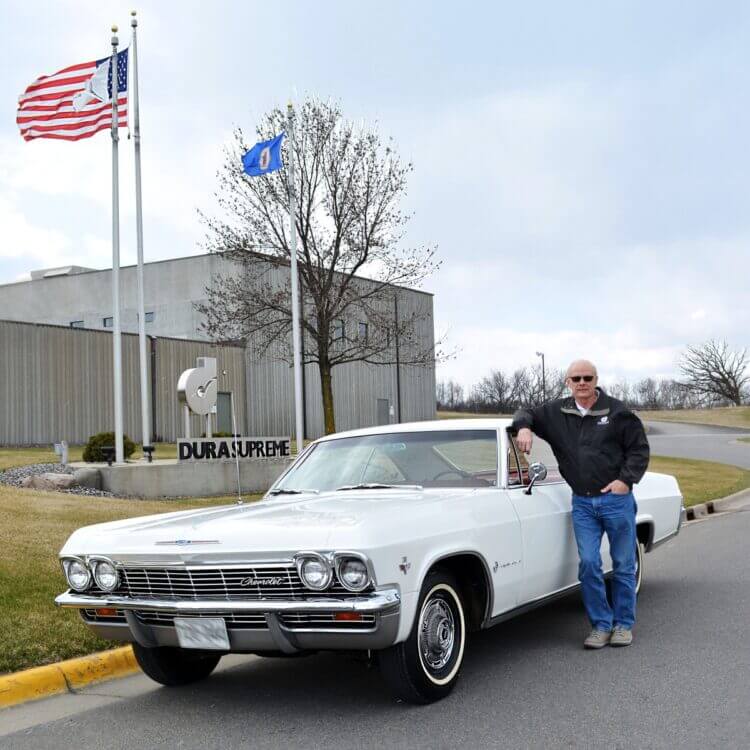 Merlyn's last day at Dura Supreme with the same car he drove to work on his first day of work in 1968.