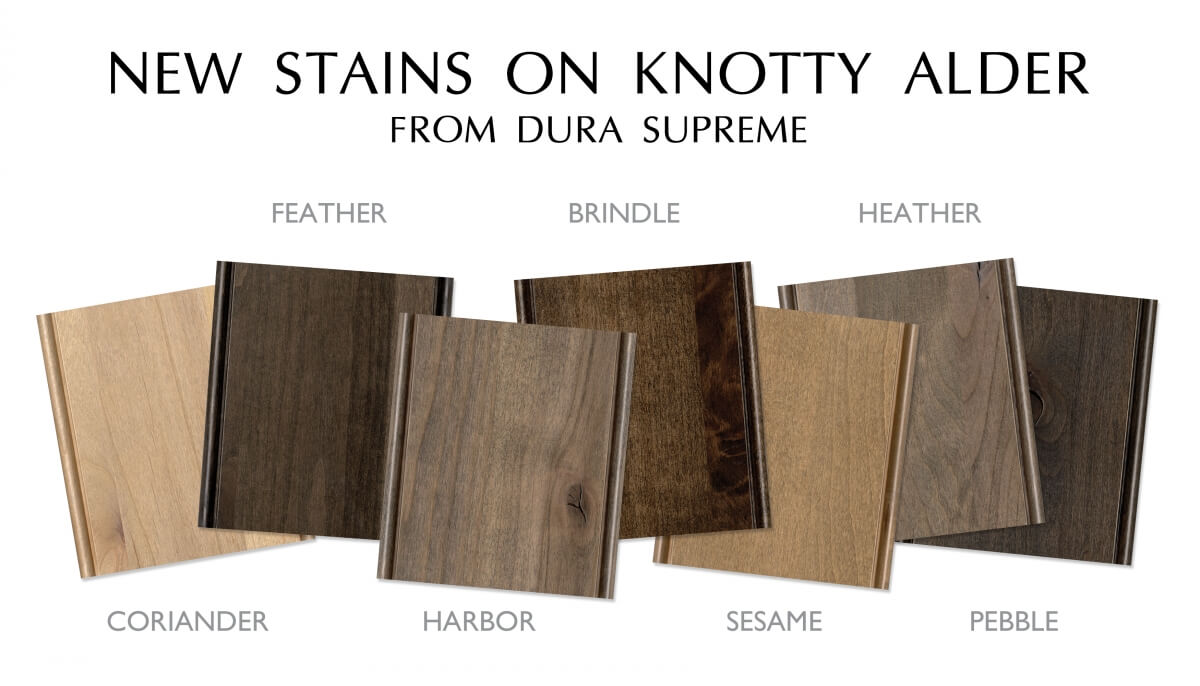 Dura Supreme's True-Brown stain colors for cabinetry shown on Knotty Alder.