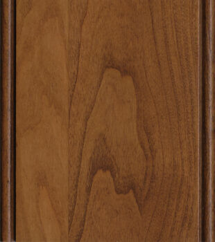 This finish color for Cherry kitchen & bath cabinets is shown in the Butternut stain with a Coffee glazed finish by Dura Supreme Cabinetry. A warm, light to medium stain with a yellow/gold undertone.