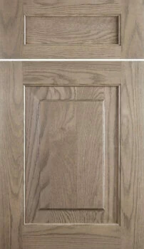 An elegant raised panel door style called Hawthorne by Dura Supreme is shown here in a light stain with a true-brown undertone.