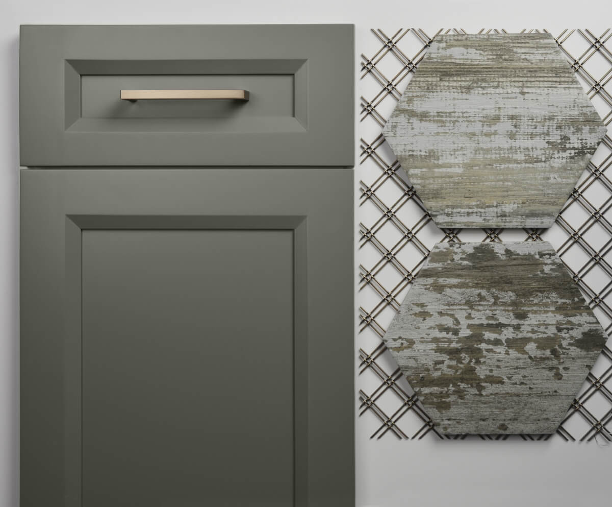 Dura Supreme cabinetry, Lauren door style in Attitude Gray finish
