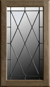 This leaded glass option LG-27, for cabinet door inserts features a framed diamond pattern, choose from multiple glass and caming options.