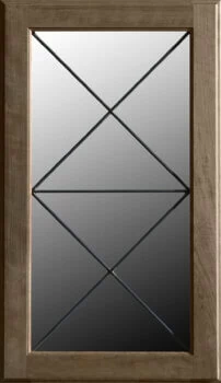 This leaded glass option LG-45, for cabinet door inserts features a pattern with 2 stacked X shapes. Choose from multiple glass and caming options.