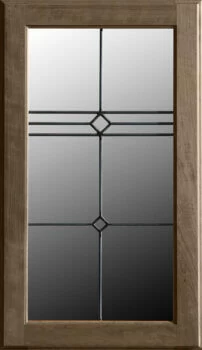 This leaded glass option LG-46, for cabinet door inserts features a sophisticated arts & crafts inspired pattern. Choose from multiple glass and caming options.