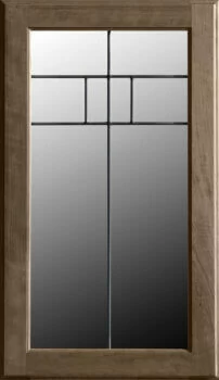 This leaded glass option LG-48, for cabinet door inserts features a sophisticated craftsman style inspired pattern. Choose from multiple glass and caming options.