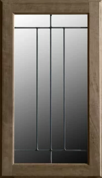 This leaded glass option LG-49, for cabinet door inserts features an elegant, classic styled inspired pattern with tall vertical lines.