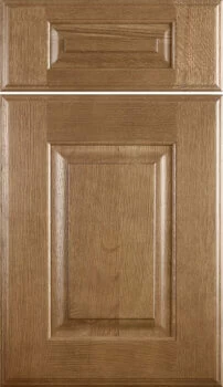 Dura Supreme's Nob Hill cabinet door style features a traditional raised panel with modern wide rails and stiles.