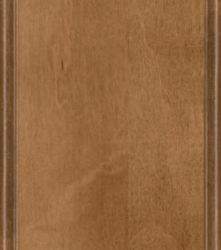 This finish color for Maple kitchen & bath cabinets is shown in the warm Toast stain by Dura Supreme Cabinetry. A medium cabinet color with a natural, true-brown undertone.
