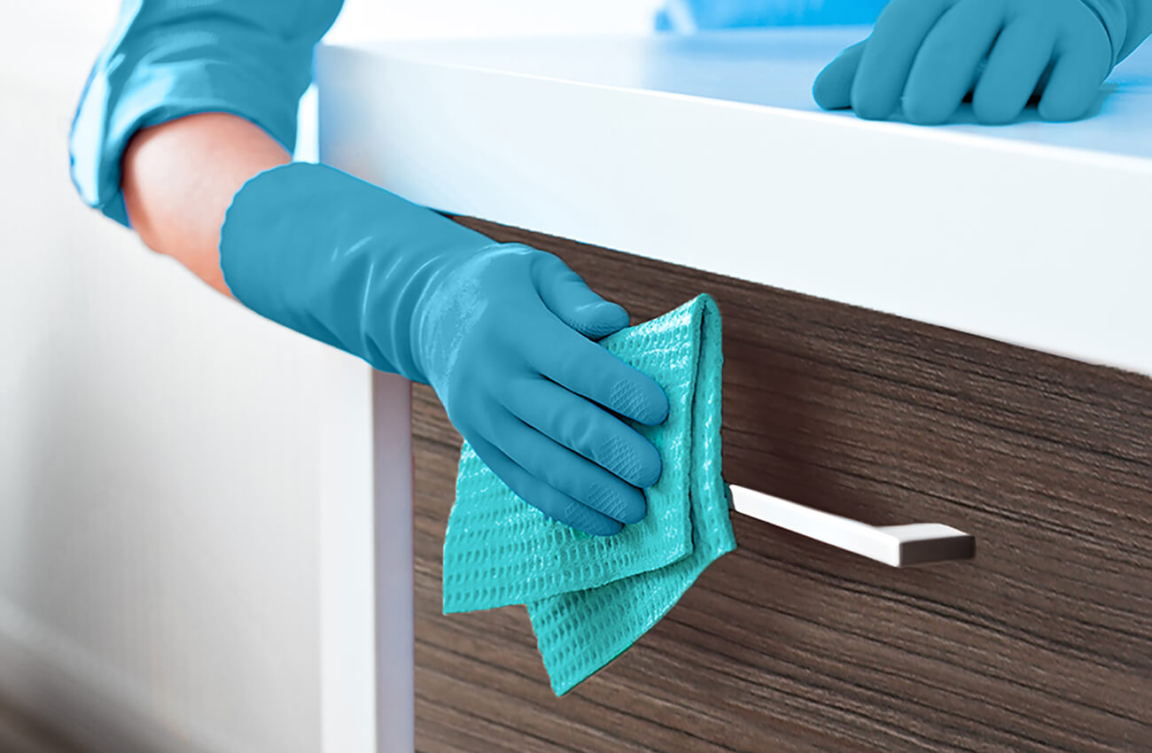 When cleaning your kitchen cabinets, dry promptly with a soft, lint-free cloth (like a microfiber cloth) to protect the cabinet from water damage. Discover the best practices for caring, cleaning, and maintaining wood cabinets from Dura Supreme Cabinetry.