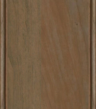 This finish color for Cherry kitchen & bath cabinets is shown in the Cashew stained finish by Dura Supreme Cabinetry. A light to medium stain color with a brown-gray undertone.