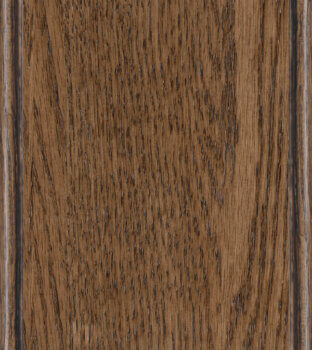 This finish color for Red Oak kitchen & bath cabinets is shown in the Hazelnut stain by Dura Supreme Cabinetry. This cabinet color is a true brown stain with a natural brown undertone.