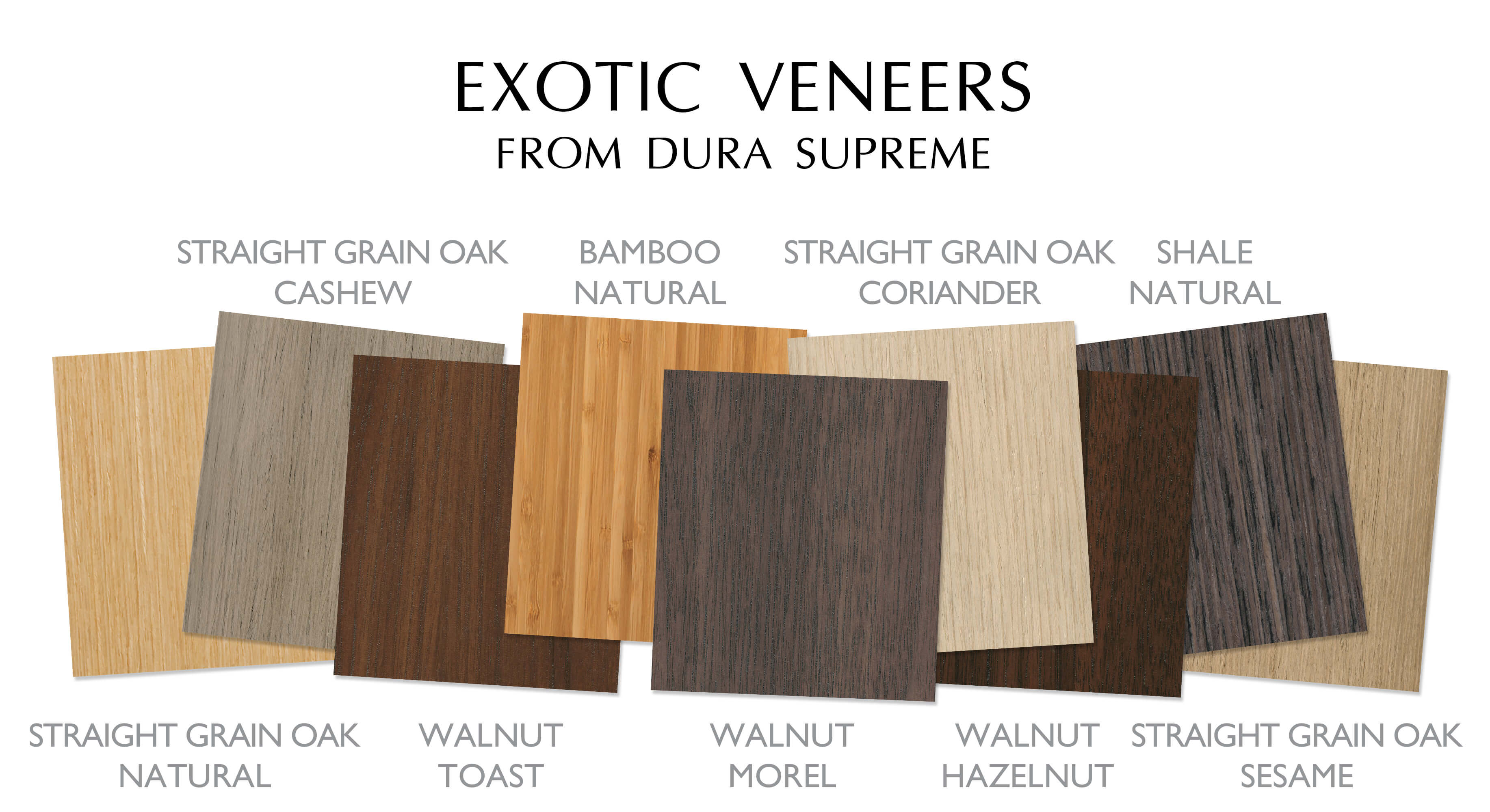 Exotic Veneer Cabinet Colors and Wood Species Options from Dura Supreme Cabinetry.