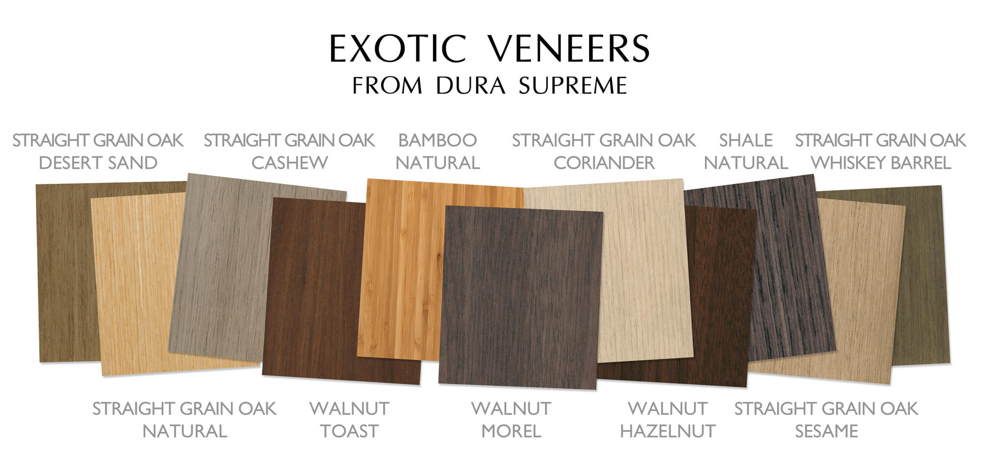 Exotic Veneer Cabinet Colors and Wood Species Options from Dura Supreme Cabinetry.