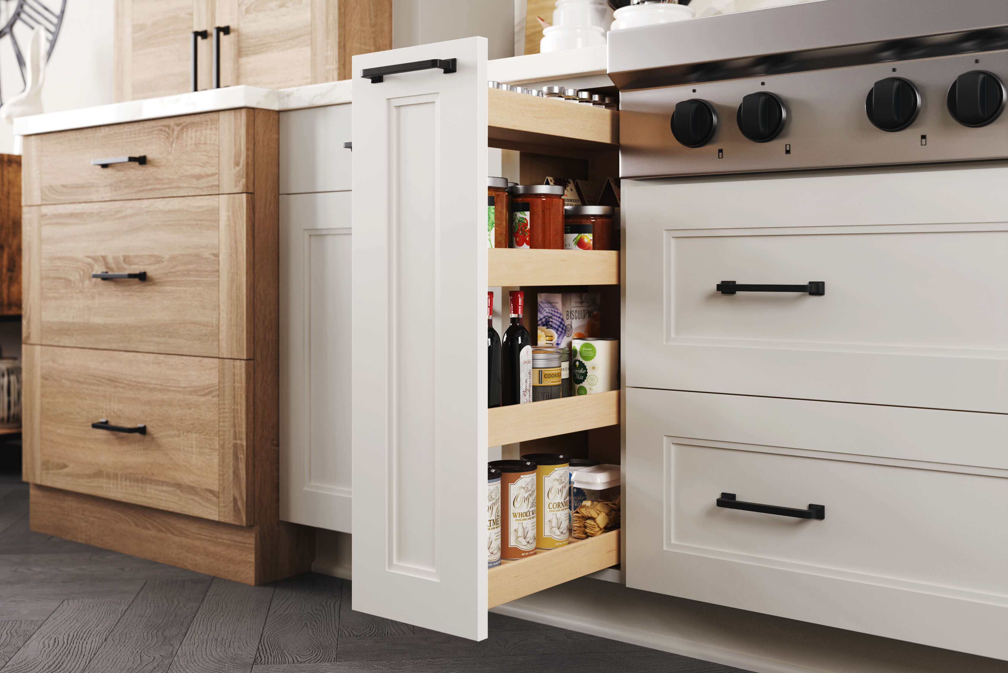 Shallow Roll-Out Above Drawer - Lid Storage - Dura Supreme Cabinetry