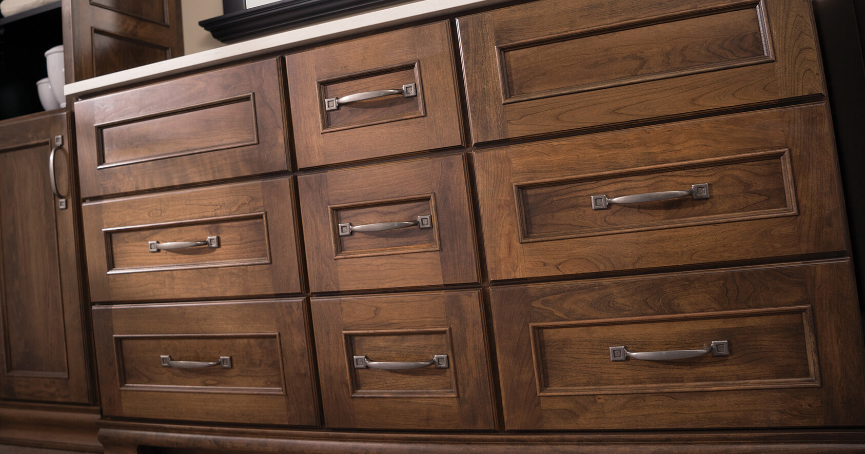 Sustainable hardwood products are used for Dura Supreme Cabinetry Kitchen and Bath Cabinets.